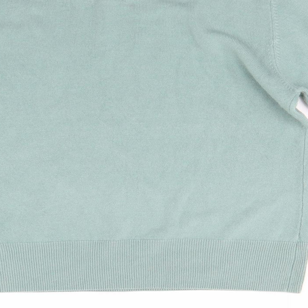 Text Womens Green Knit Pullover Jumper Size XL