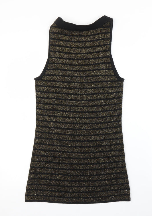 Oasis Womens Black Striped Basic Tank Size 14