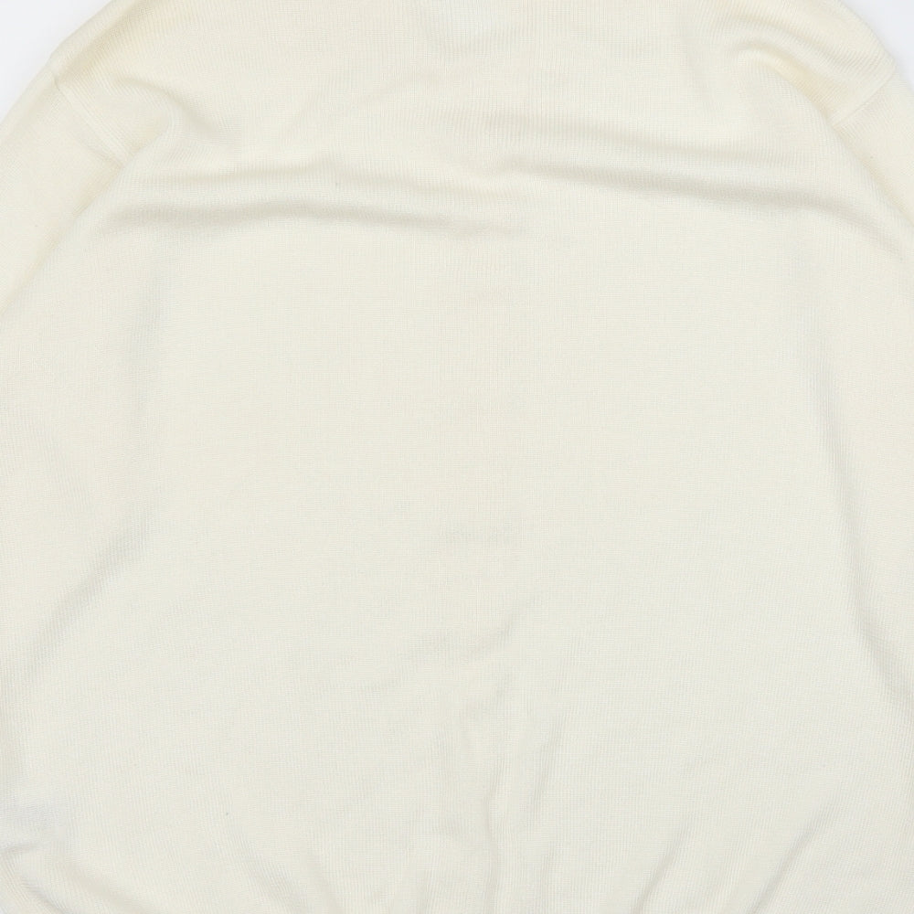 Brand and care label for C&A women’s ivory cardigan jumper, size M