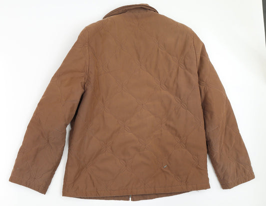 Preworn Womens Brown Quilted Coat Size 14