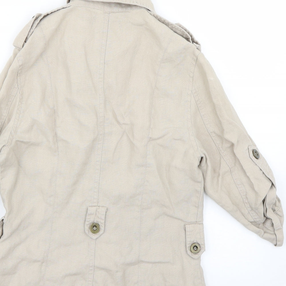 Brand and care label for Atmosphere women’s beige jacket coat, size UK 10