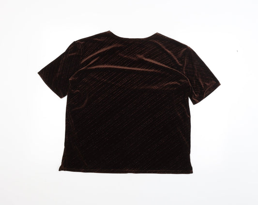 Charmell Womens Brown Basic T-Shirt Size L
