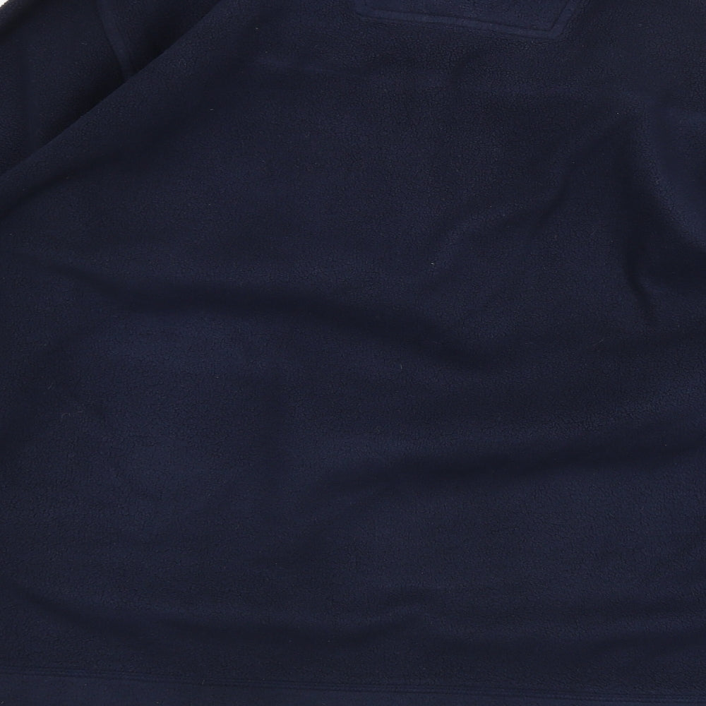 Brand and care label for Casual Club men’s blue jumper, size L