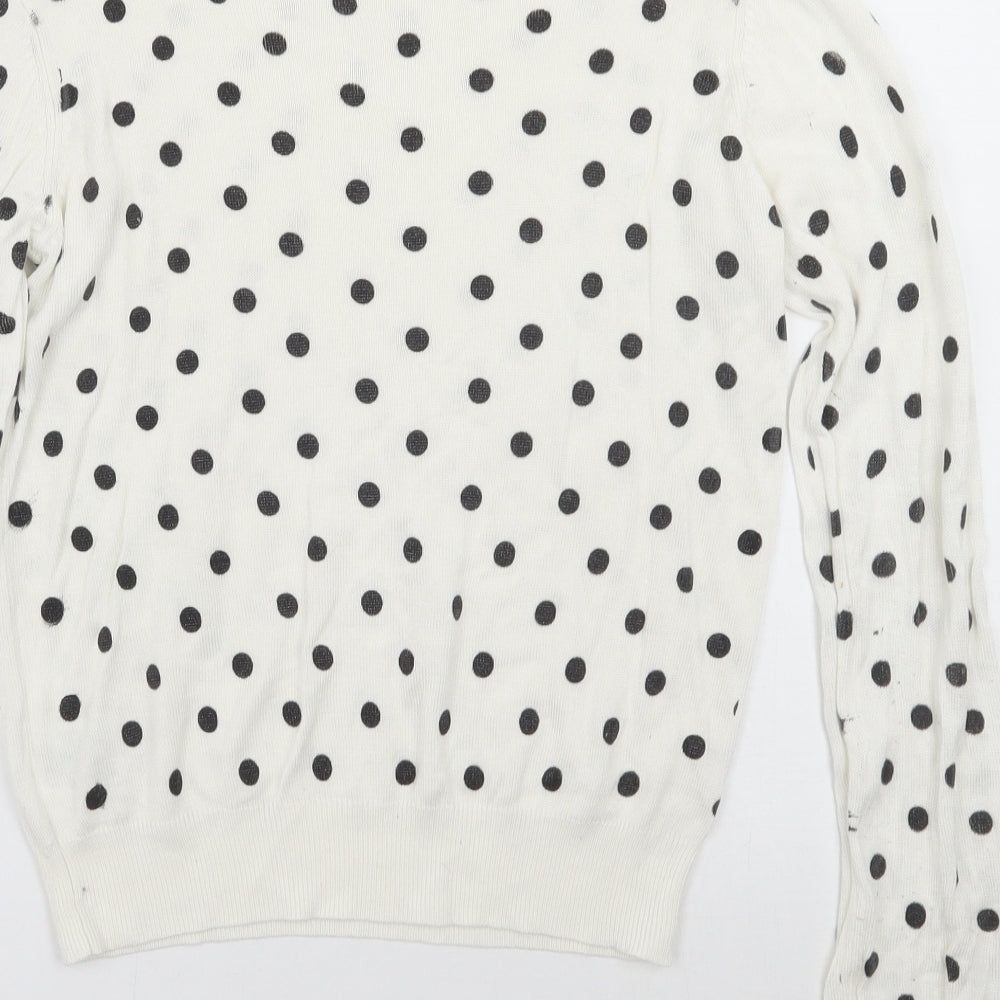 Brave Soul Womens White Polka Dot Pullover Jumper Size M