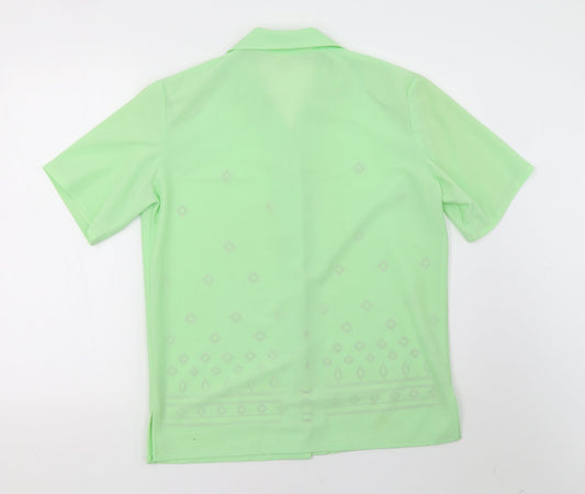 Preworn Womens Green Geometric Basic Blouse Size 14