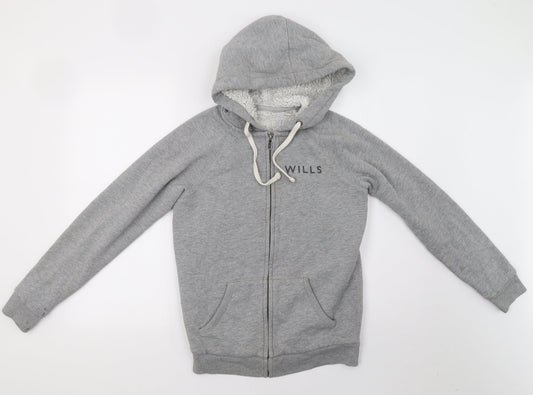 Womens UK 6 Regular Jack Wills Grey Full Zip Hoodie