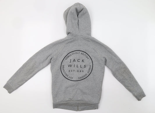 Womens UK 6 Regular Jack Wills Grey Full Zip Hoodie