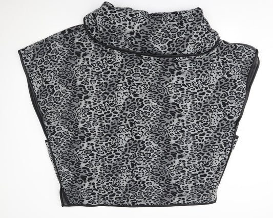 Maya Womens Grey Animal Print Coatigan One Size - sleeveless