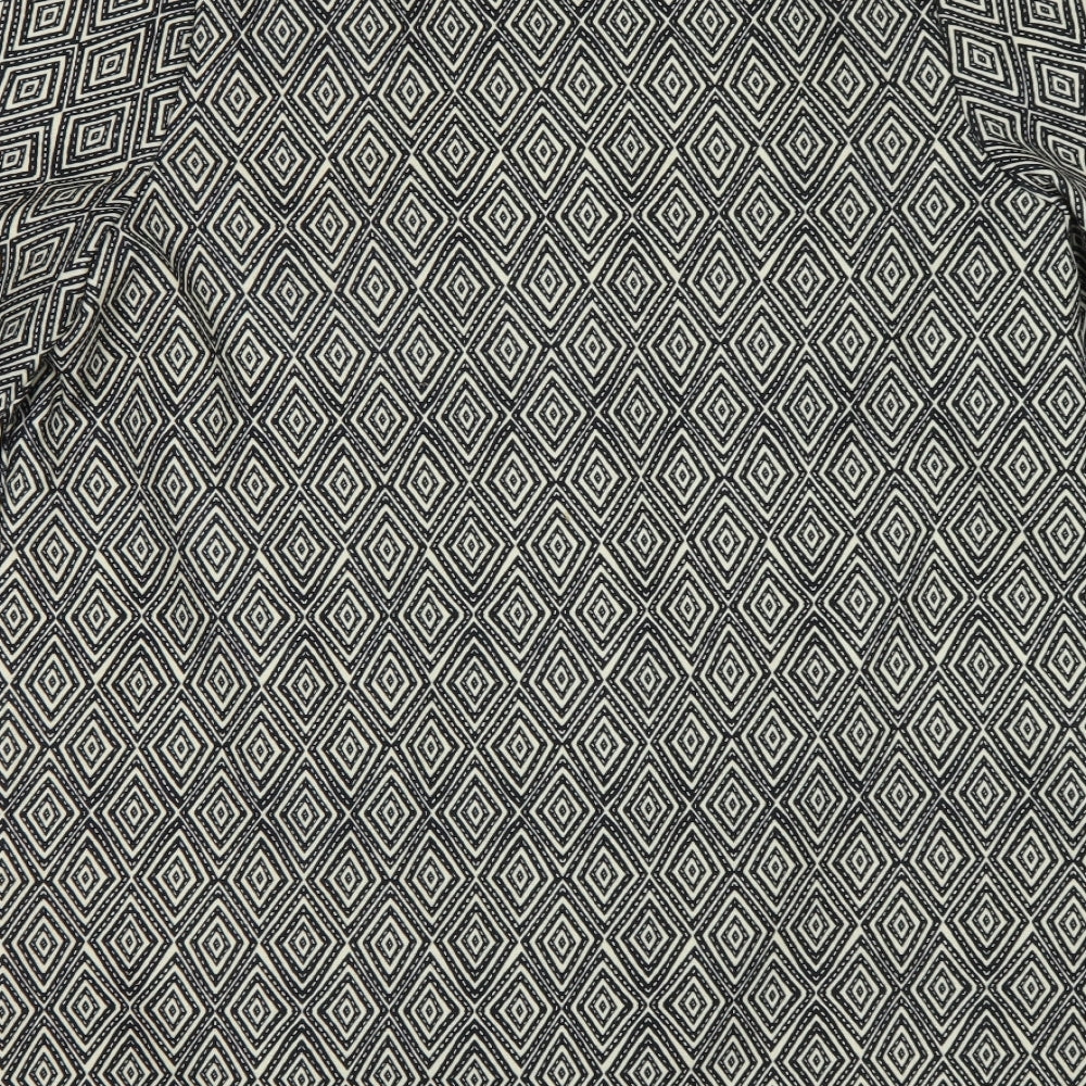 H&M Womens Black Geometric Overcoat Coat Size 10