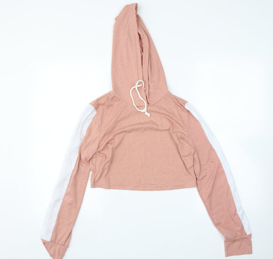 Preworn Womens Pink Pullover Hoodie Size M - Cropped