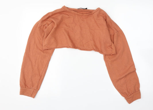 PRETTYLITTLETHING Womens Orange Pullover Sweatshirt Size 10 - Cropped