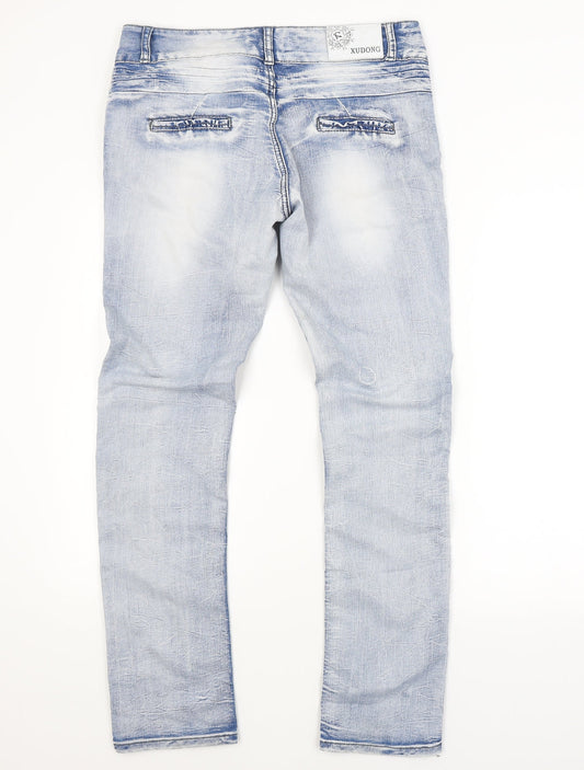 XUDONG Womens Blue Straight Jeans Size 34 in L31 in