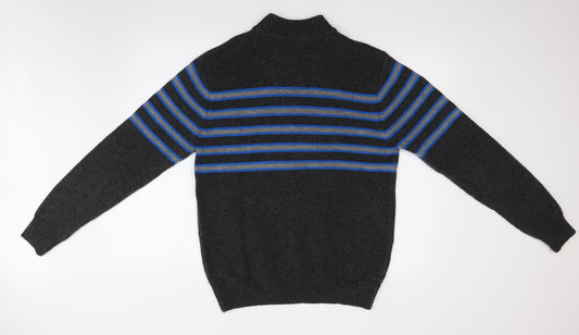 Studio Mens Grey Striped Pullover Jumper Size M
