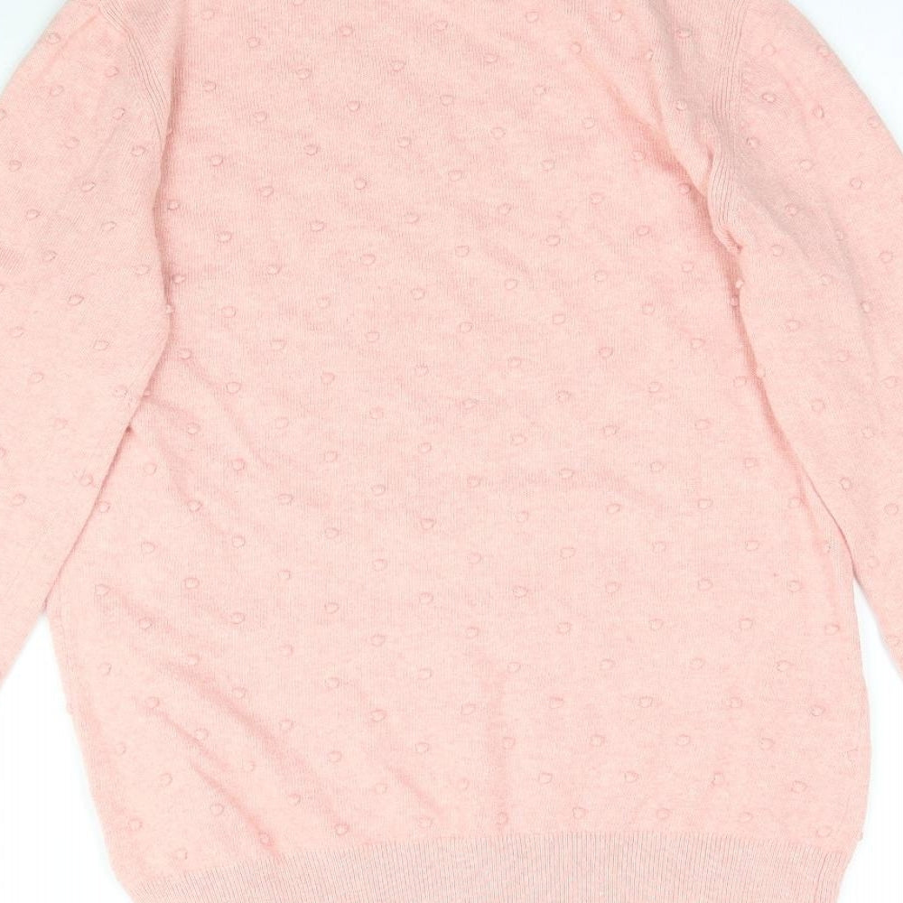 CC Womens Pink Polka Dot Knit Pullover Jumper Size S - Textured Polka Dot