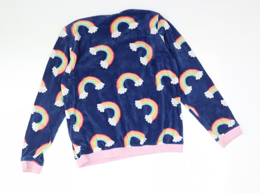 M&Co Girls Multicoloured Solid Top Pyjama Top Size 11-12 Years - Rainbows