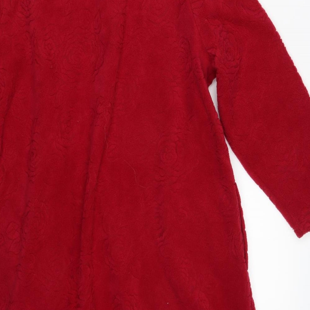 M&S Womens Red Floral Overcoat Coat Size 12