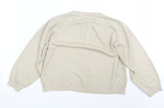 Merry Gold Womens Beige Floral Pullover Sweatshirt Size S