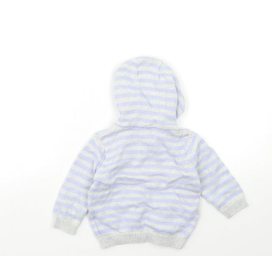 F&F Baby Blue Striped Cardigan Jumper Size 9-12 Months