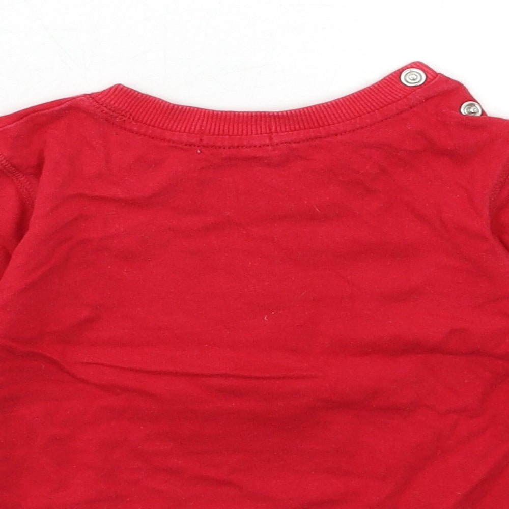 Brand and care label for lily & Sid Baby Red Basic T-Shirt, size 12-18, Months