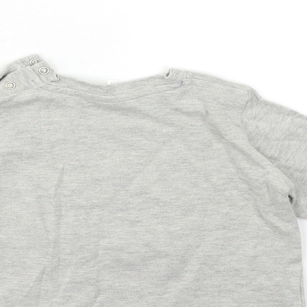 Brand and care label for Next Baby Grey Basic T-Shirt, size 6-9, Months