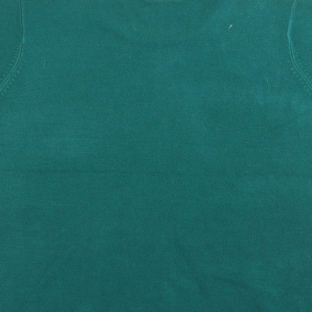 BHS Womens Green Knit Pullover Jumper Size 18 - Floral embroidery