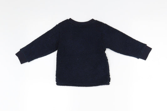M&S Baby Blue Fleece Pullover Jumper Size 12-18 Months