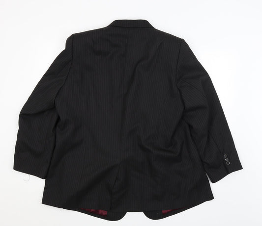 JR Mens Black Striped Jacket Blazer Size XL