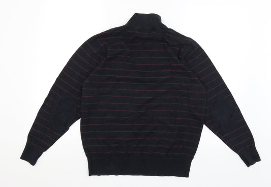 Blue Harbour Mens Black Striped Pullover Jumper Size M