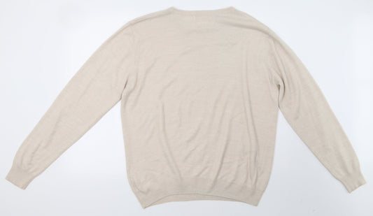 w&b Mens Beige Knit Pullover Sweatshirt Size XL
