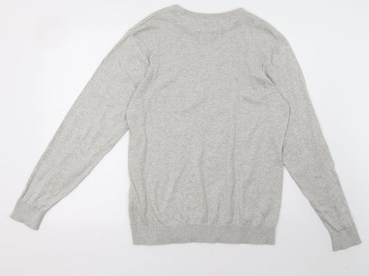 georhge Mens Grey Knit Pullover Sweatshirt Size M