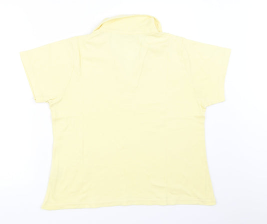 EWM Womens Yellow Basic T-Shirt Size 14