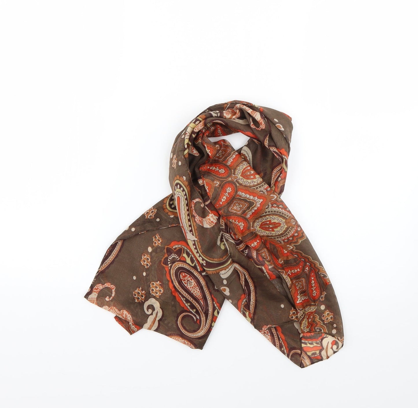 Preworn Womens Brown Geometric Scarf
