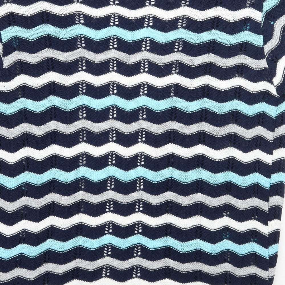 Me Womens Blue Geometric Cardigan Jumper Size M