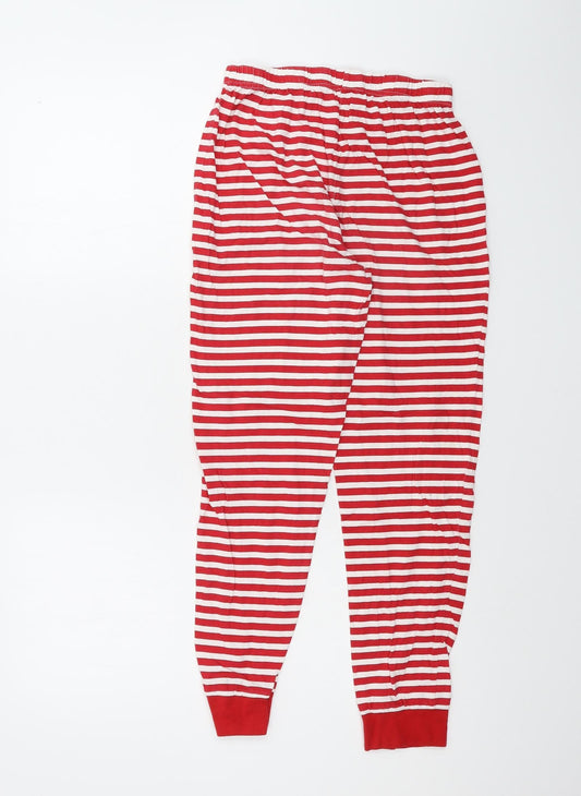 Christmas Womens White Striped Sweatpants Trousers Size 8 L24 in