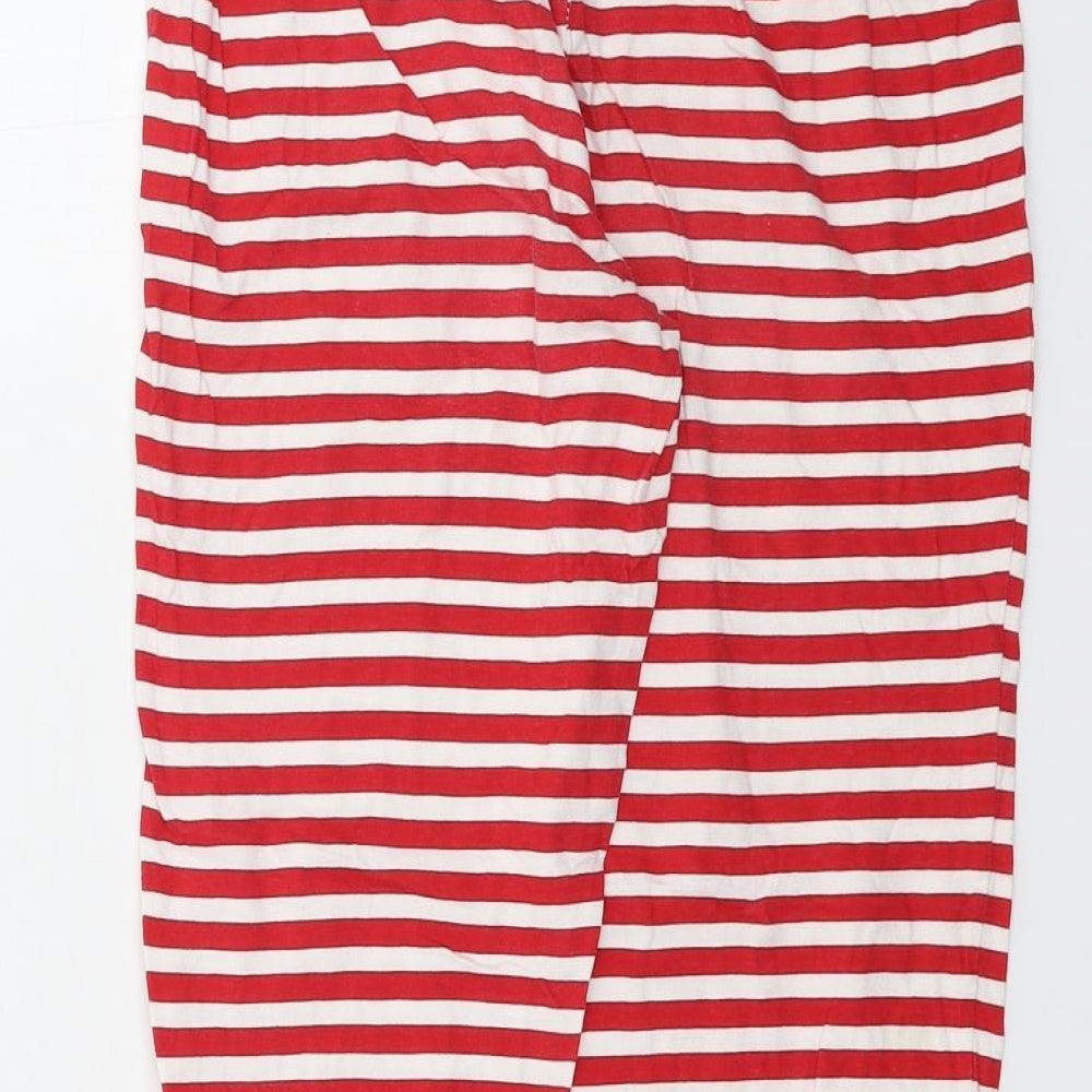 Christmas Womens White Striped Sweatpants Trousers Size 8 L24 in