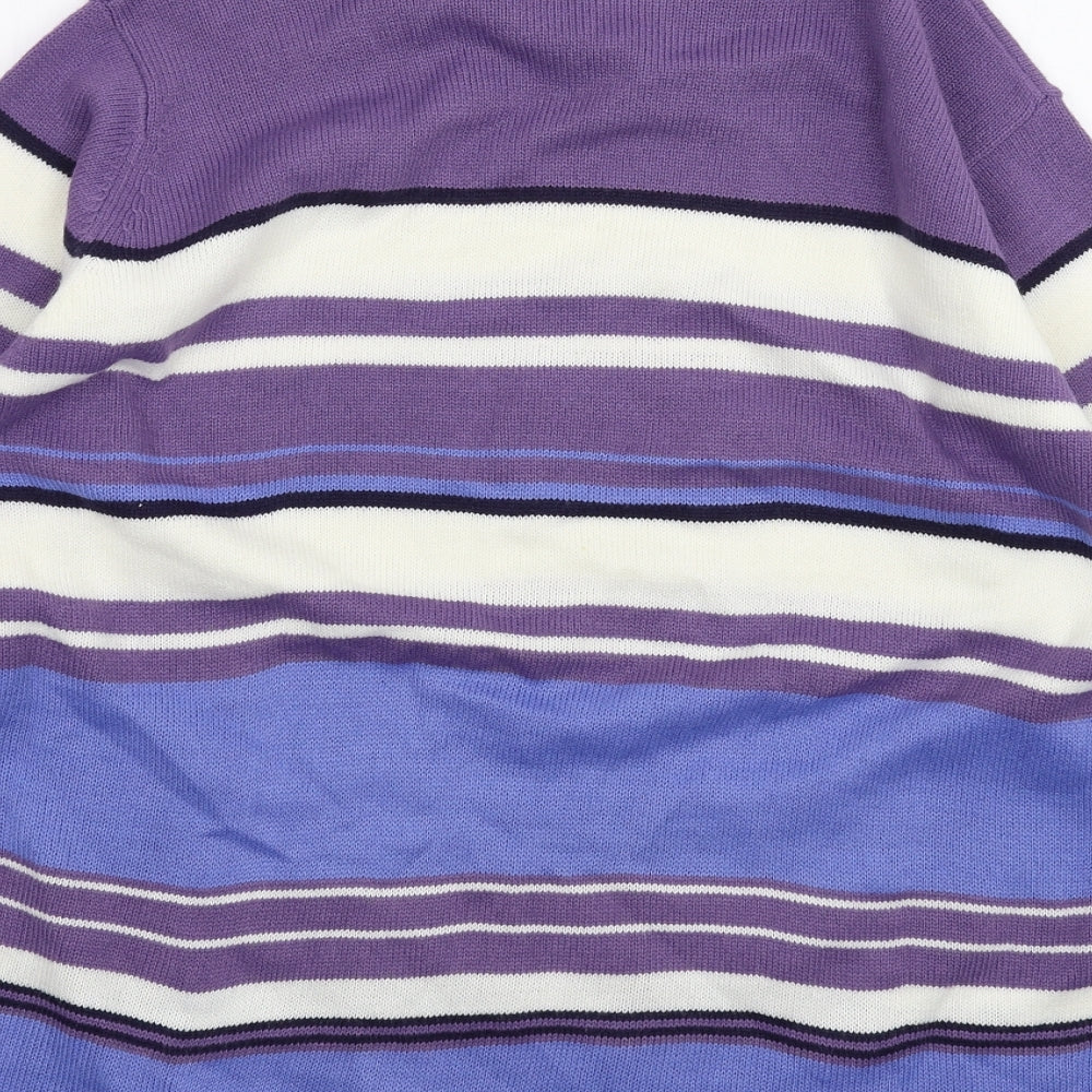 EWM Womens Purple Striped Pullover Jumper Size XL