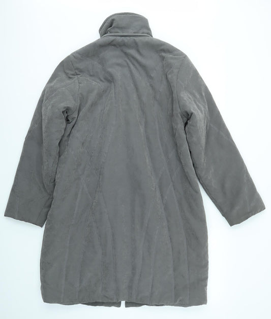 DAVID BARRY Womens Grey Overcoat Coat Size 14