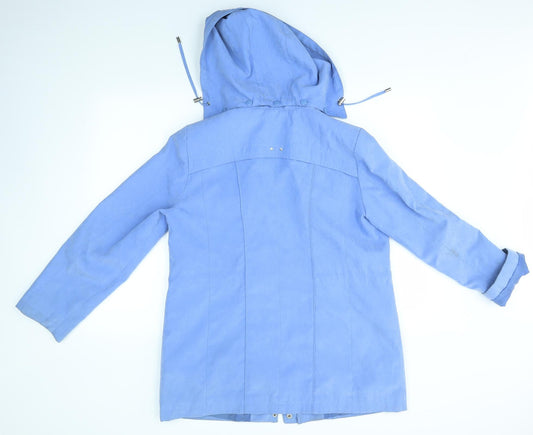 BM COLLECTION Womens Blue Overcoat Coat Size S
