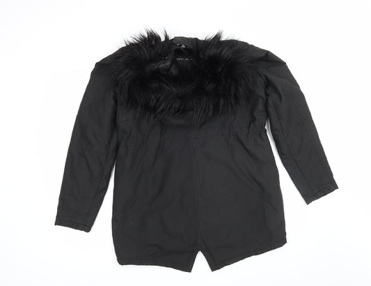 New Look Womens Black Parka Coatigan Size 8
