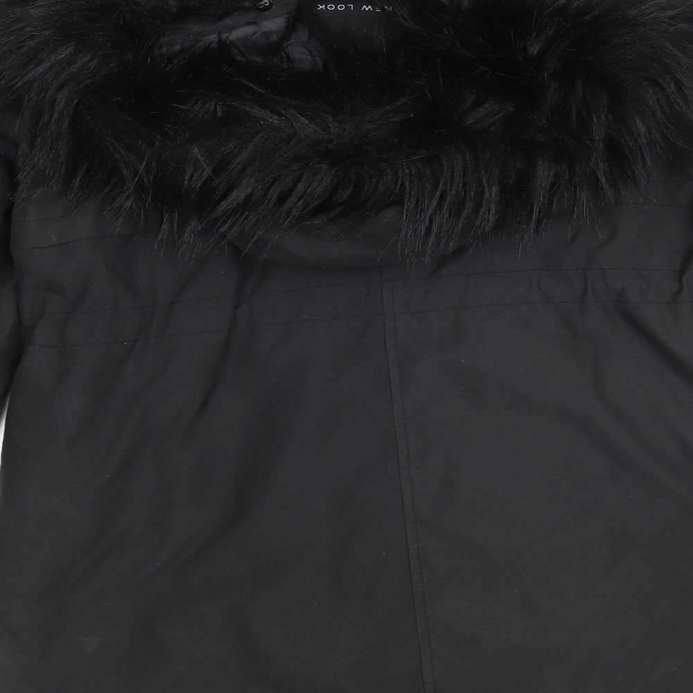 New Look Womens Black Parka Coatigan Size 8