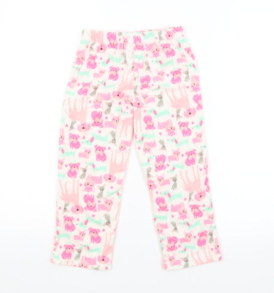Preworn Girls Pink Animal Print Pyjama Pants Size 5 Years