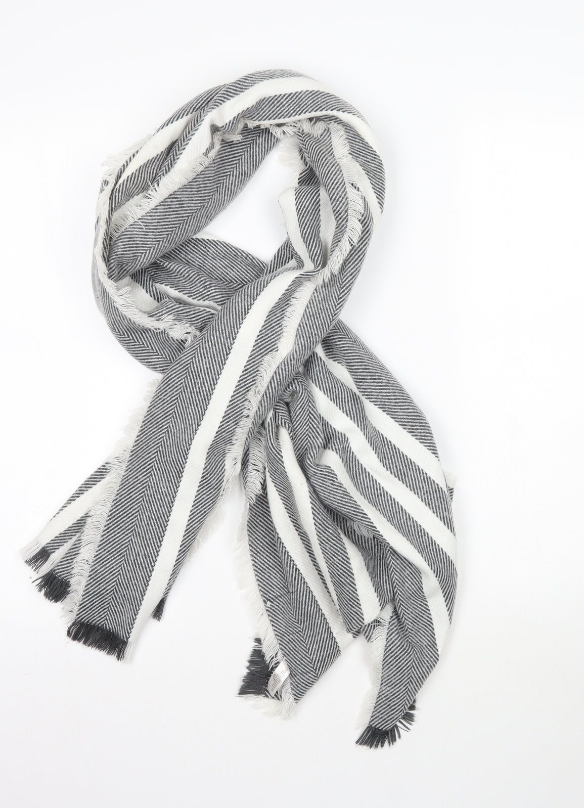 Atmosphere Womens Grey Striped Knit Scarf