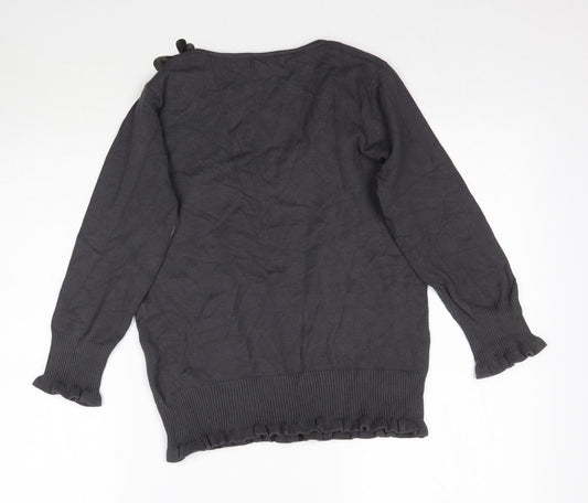 Marks and Spencer Womens Grey Knit Basic Blouse Size 10 - collar detail
