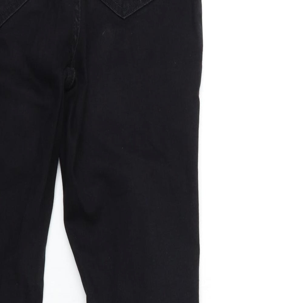 Brand and care label for Denim & Co. women’s black denim skinny jeans, size UK 12, 28-inch leg