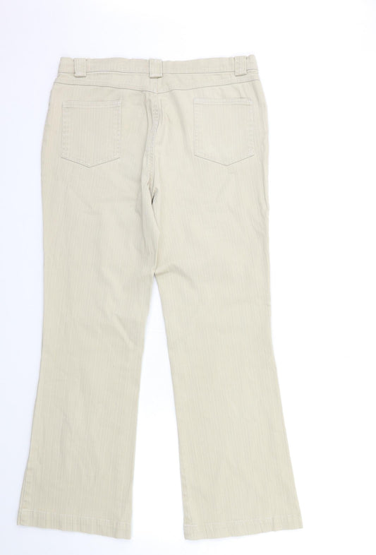 M&Co Womens Beige Denim Flared Jeans Size 14 L29 in