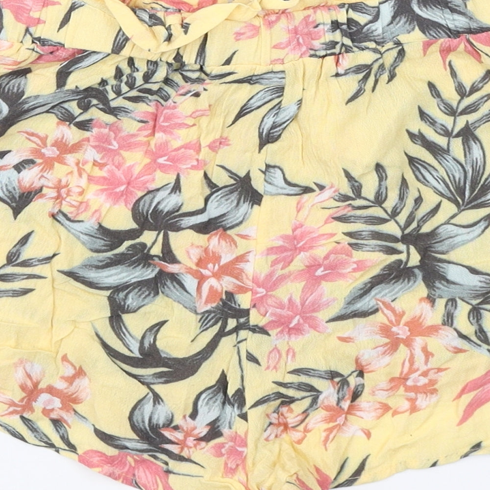Divided Womens Yellow Floral Hot Pants Shorts Size 6