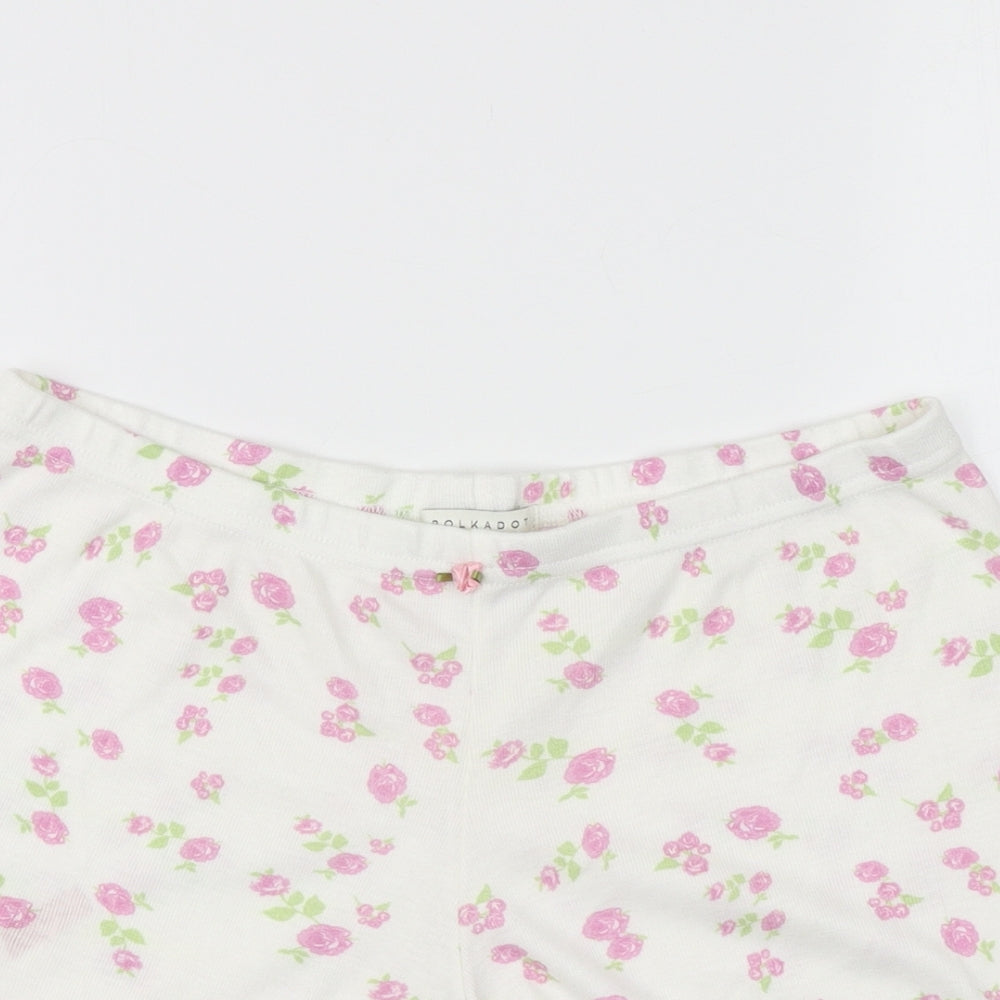 Polkadot Womens White Floral Hot Pants Shorts Size L