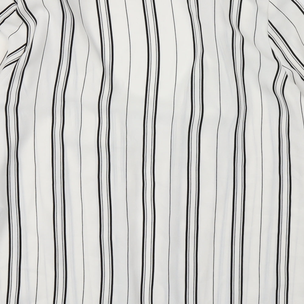 New Look Womens White Striped Jacket Blazer Size 10