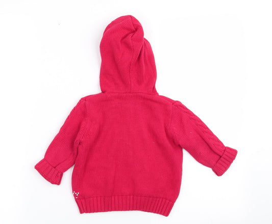 Disney Girls Red Cardigan Jumper Size 6-9 Months