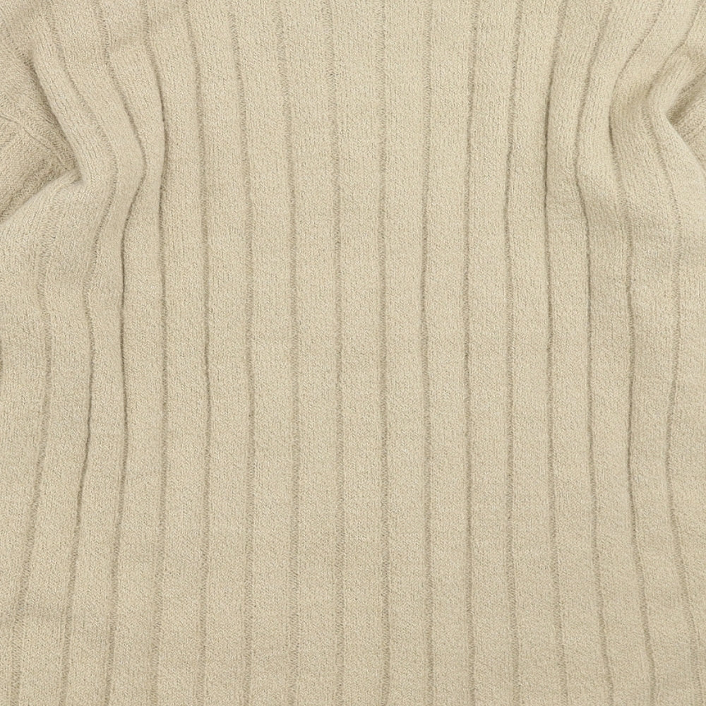 FABRIZIO Womens Beige Knit Pullover Jumper Size XL - shoulder pads